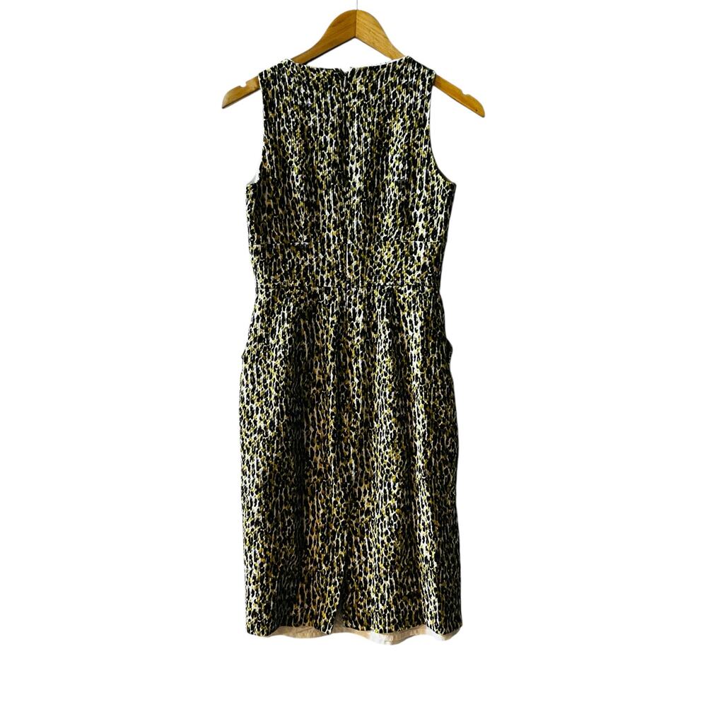 J. Crew Textured Leopard Print V Neck Sleeveless Dress Size XS Brown Cream - Picture 3 of 9